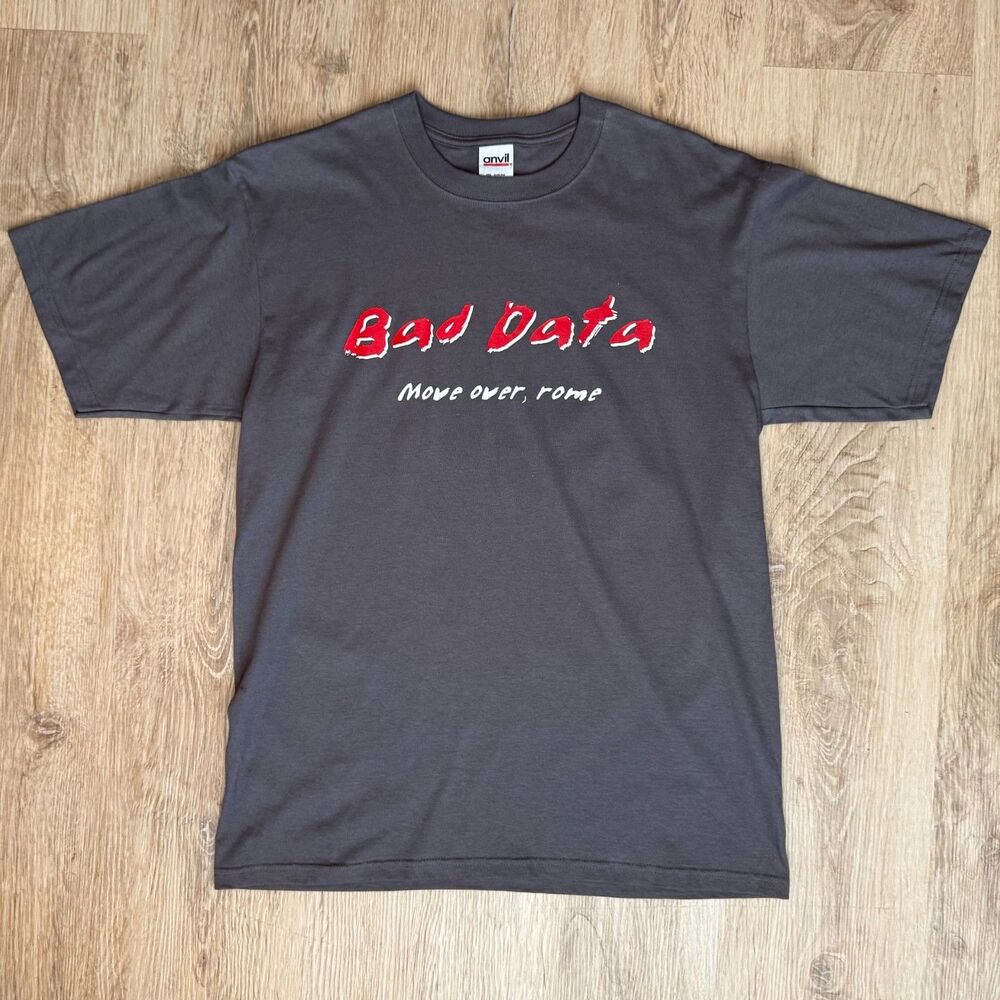 Vintage Bad Data Graphic TShirt Move Over Rome Dark Gray Medium Expect The Worst